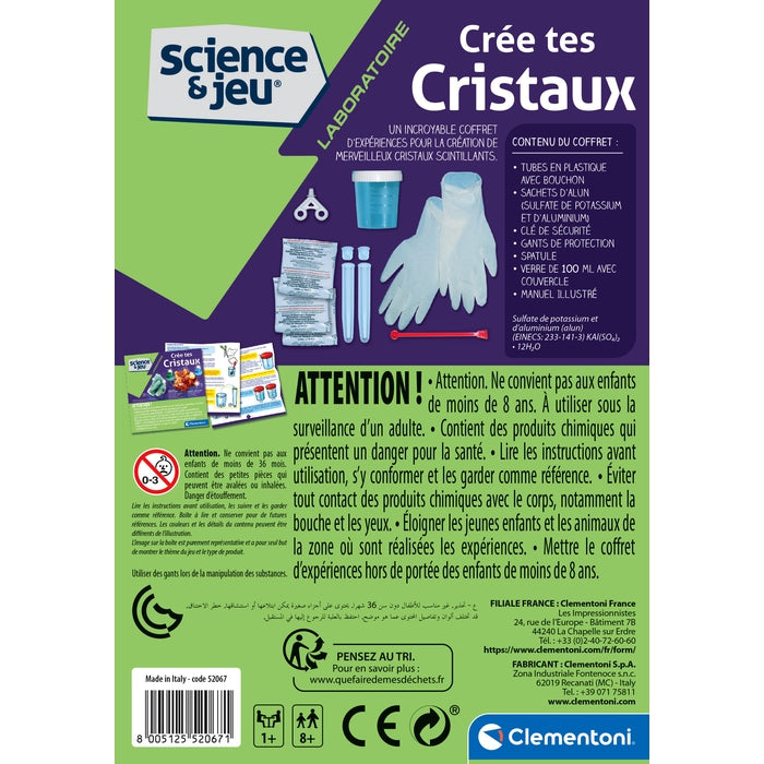 CLEMENTONI Science + Jeu - Cree des cristaux - Jeu scientifique