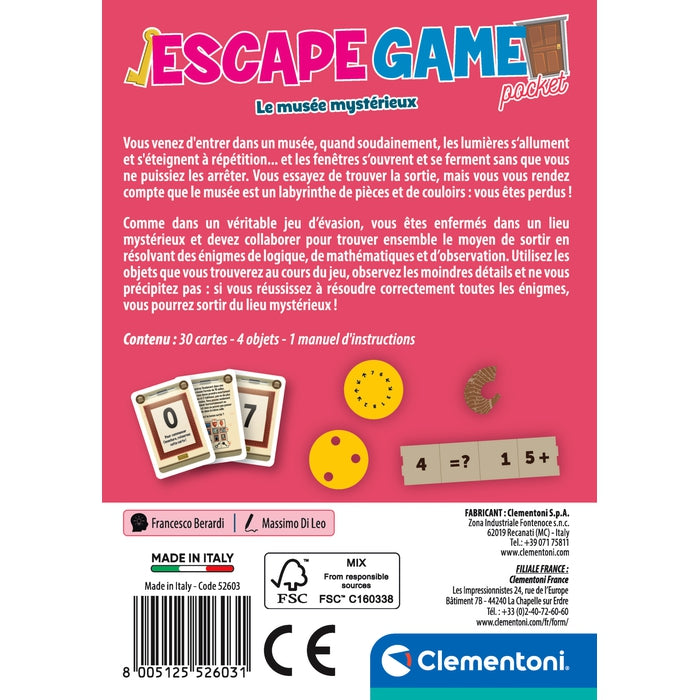 Jeu de société - CLEMENTONI - Escape Game Pocket - 35 min - A